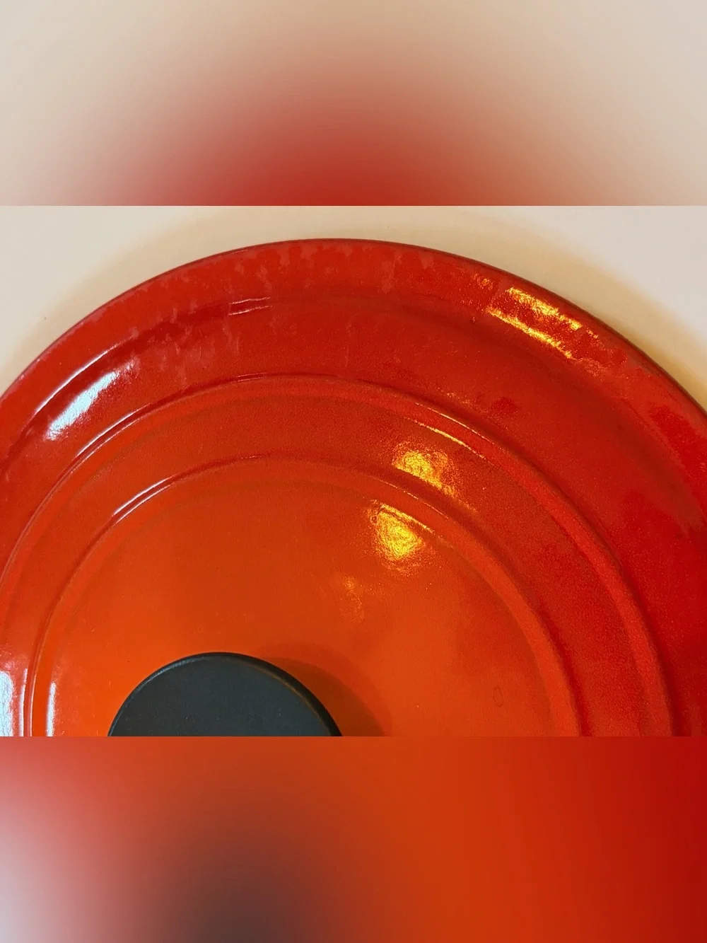 Le Creuset “D” 9” Orange Flame Volcanic Cast Iron Enamel Replacement Lid Only